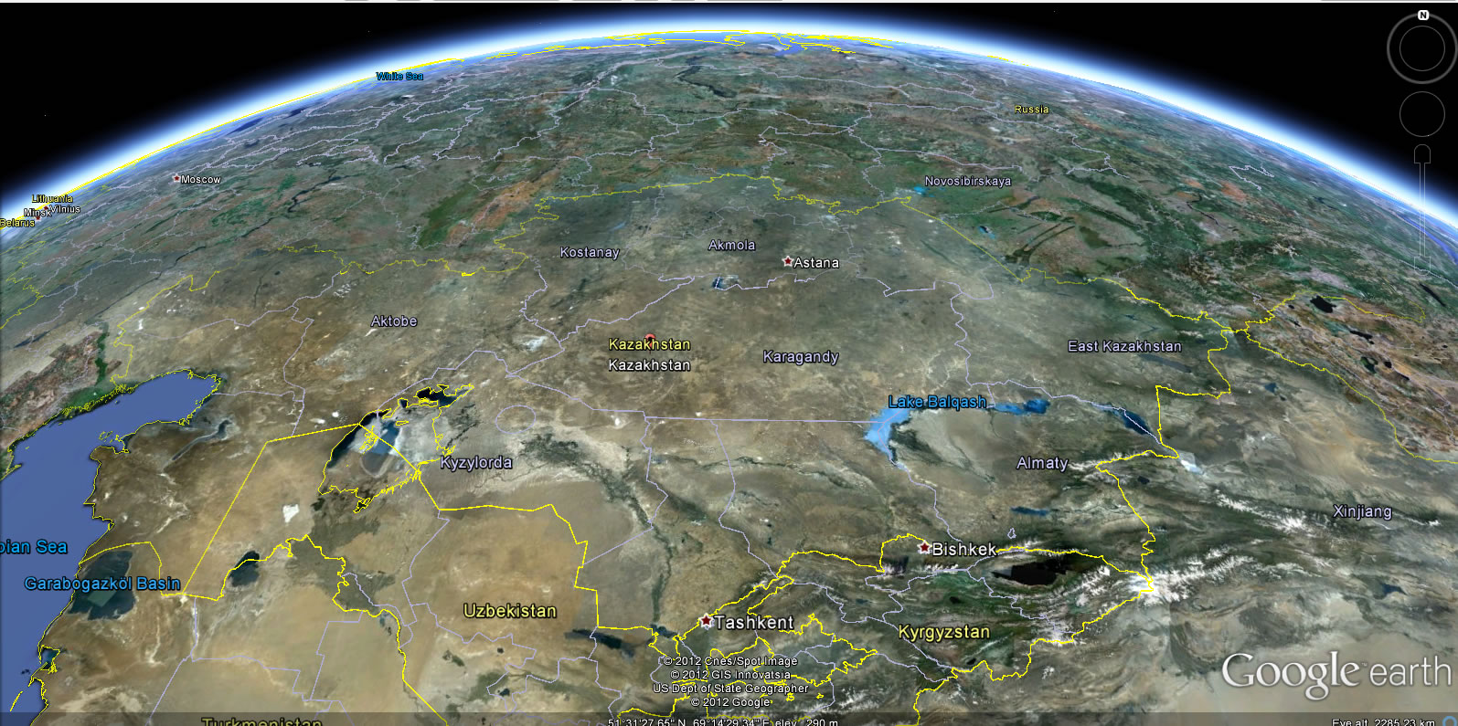 Kazakhstan terre carte